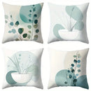 Axyaa Bohemian Abstract Cyan & White Throw Pillow Covers, Modern Design, Machine Washable