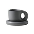 Axyaa Nordic Style Ceramic Chubby Mug Set with Oval Plate - 400ml