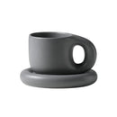 Axyaa Nordic Style Ceramic Chubby Mug Set with Oval Plate - 400ml