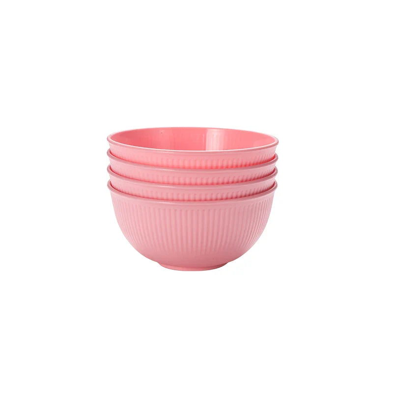 Axyaa Pink Vertical Grain Bowl Set - Pack of 8
