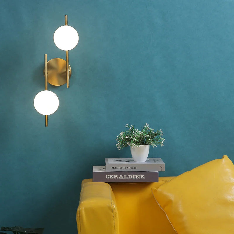 Axyaa Glass Ball LED Wall Sconce - Modern Living Room Bedroom Lighting Fixtures