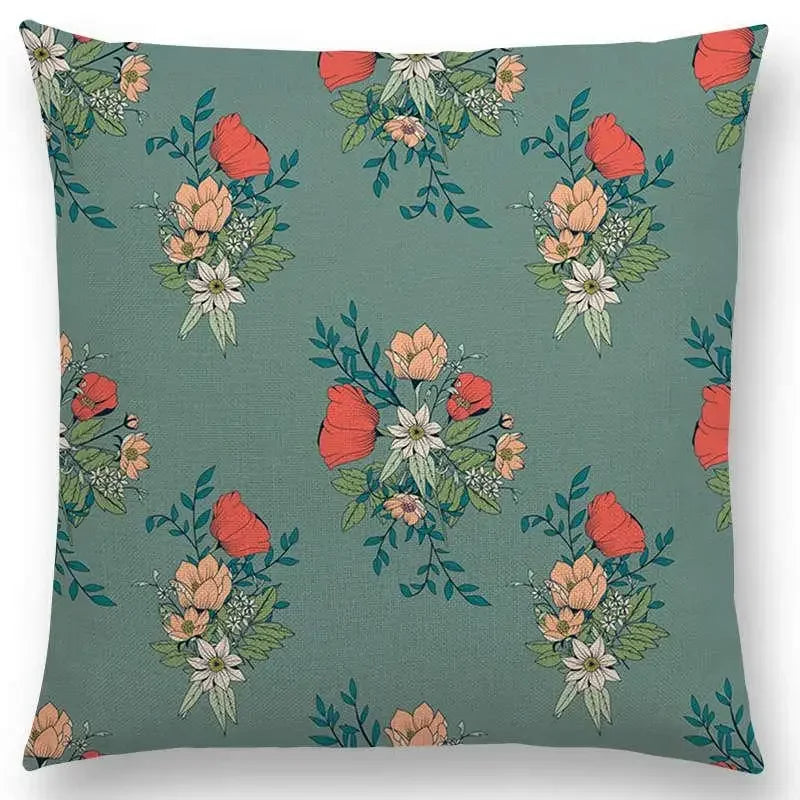 Axyaa Botanical Floral & Butterfly Cushion Cover - Home Decor Sofa Pillow Case