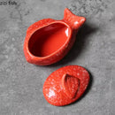 Axyaa Red Ceramic Dessert Bowl Set - Retro Molecular Cuisine Tableware for Snacks, Appetizers