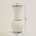 Axyaa Elegant White Ceramic Vase with Water Nourishing Rose Flower Arrangement