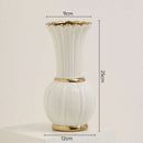 Axyaa Elegant White Ceramic Vase with Water Nourishing Rose Flower Arrangement
