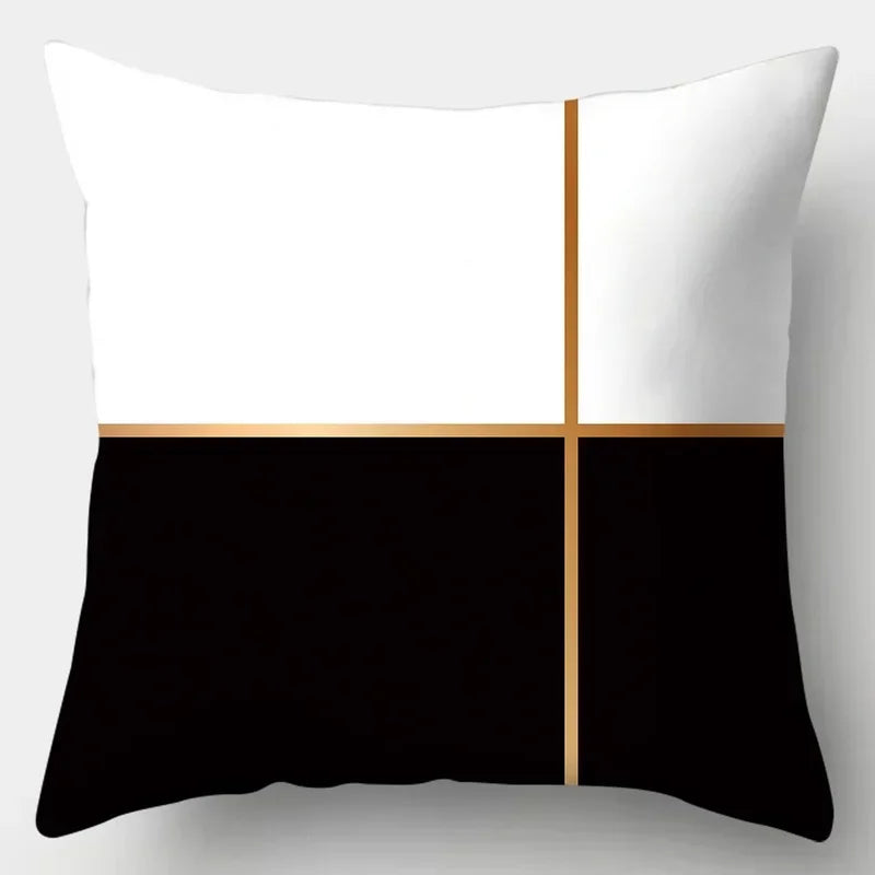 Axyaa Black White Modern Cushion Cover 45x45cm Polyester Decorative Pillow Case