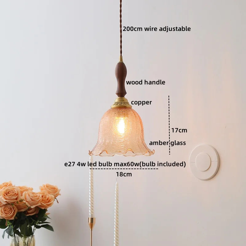 Axyaa Fabric Copper LED Pendant Lights, E14 Nordic Hanging Lamp for Home Decor