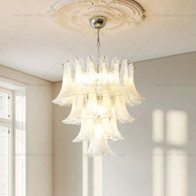 Cream Cloud Crystal Chandelier for Duplex & Villa Staircase by Axyaa