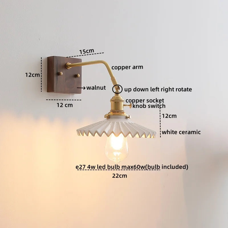 Axyaa Glass Copper LED Wall Lights Modern Bedside Lamp 4w Applique Da Parete