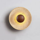Axyaa Circle Wood Wall Lamp Medieval Style LED Bedroom Lighting