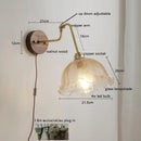 Axyaa Adjustable LED Fabric Wall Lamp with Copper Arm for Bedroom and Living Room