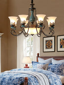 Axyaa Retro Ceramic Chandelier with Glass Lampshade for Home Décor