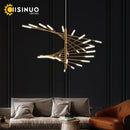 Axyaa Firework Shape LED Chandelier in Gold Black for Home Living Room Kitchen