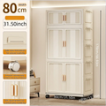 Axyaa Foldable Storage Cabinet on Wheels for Clothes/Quilts, Mixed Cream