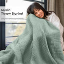Axyaa 6-Layer Boho Cotton Muslin Throw Blanket - Lightweight & Breathable