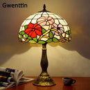 Axyaa Stained Glass LED Table Lamp - Mediterranean Baroque Style Bedroom Light