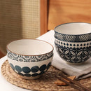 Axya Ceramic Rice Bowl Set - Family Dinner Soup Gift Box, Retro Design