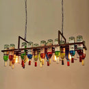 Axyaa Rust Metal Wine Bottle Chandelier for Home Decor & Restaurant Lighting
