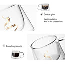 Axya 200ml Double Wall Glass Coffee Cups Insulated Tea Mugs Heat Resistant Handle