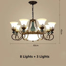 Axyaa Classic Ceramic Chandelier with Metal Iron Arm and Glass Lampshade