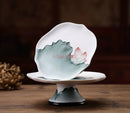Axyaa Hand-Painted Lotus Relief Ceramic Fruit Tray