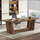 Axyaa Executive Desk: 70.87-Inch Industrial Home Office Writing Table Business Workstation