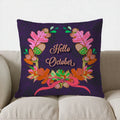 Axyaa October Floral Wreath Decorative Pillow Cover for Sofa, Bedroom, Car