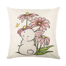 Axyaa Easter Bunny Eggs Pillowcase - 45x45cm Linen Sofa Cushion Cover