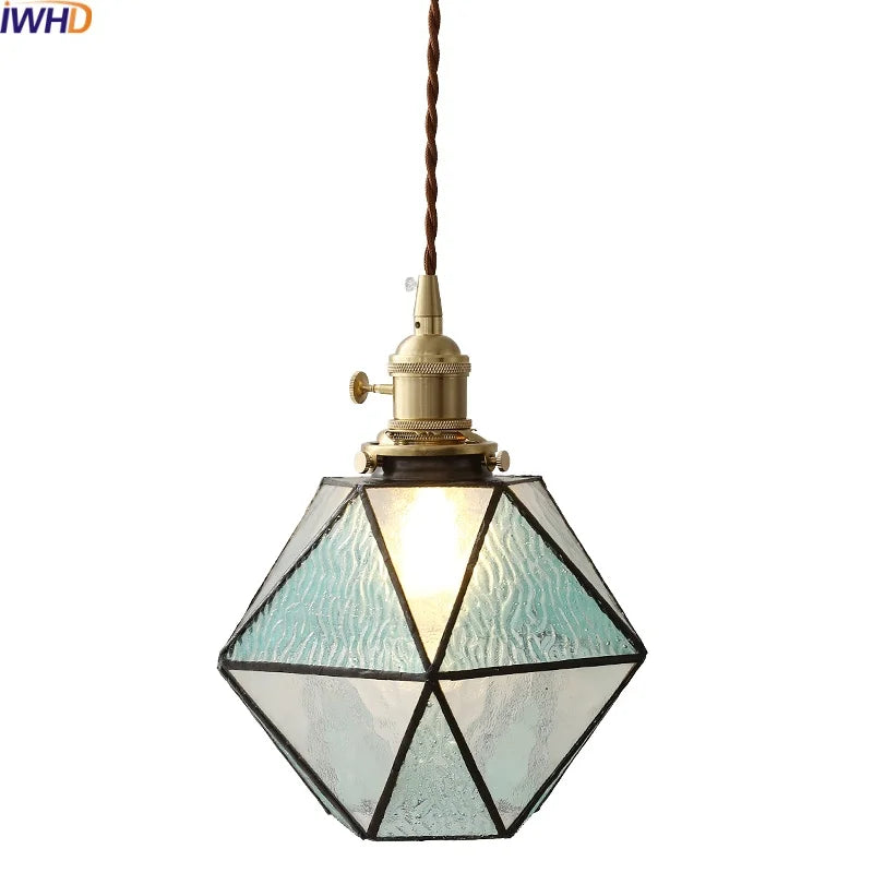 Axyaa Glass Copper LED Pendant Light for Home Decor - Nordic Style