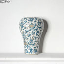 Axyaa Blue & White Vase: Retro Floral Texture, Table Decor, Aesthetic Room Accent