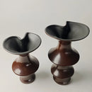 Axyaa Red Bamboo Knot Ceramic Vase: Geometric Splicing Handicraft Home Decor