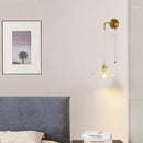 Axyaa Copper LED Wall Lamp Sconce with Glass Shade & Pull Chain Switch