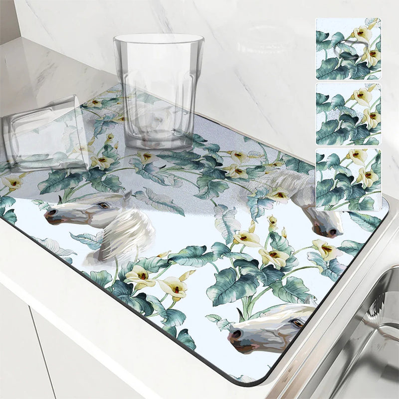 Axyaa Non-Slip Absorbent Drying Mat for Kitchen Counter and Tableware
