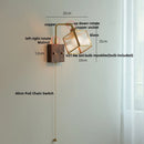 Axyaa Walnut LED Wall Lights Pull Chain Switch Sconce Cube Glass Rotatable Stair Lamp