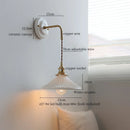 Axyaa Vintage LED Wall Lamp with Adjustable Copper Arm 70CM - White Ceramic