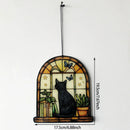 Axyaa Black Cat Hanging Decor, Arch Window with Butterfly/Stars Design
