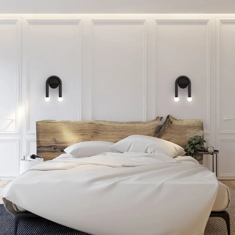 Axyaa Black U-Shape LED Wall Lamp for Bedroom Study - Modern Minimalist Design