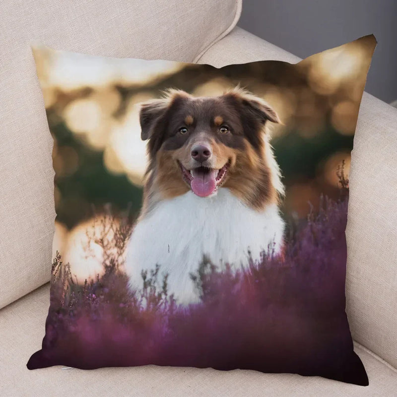 Axyaa Australian Shepherd Pillow Cover - Cute Dog Animal Cushion