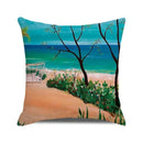 Blue Tropical Cushion Cover by Axyaa: Relaxing Beach Scene Decor for Sofa, Bedroom, Car