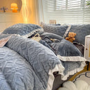 Axyaa Fresh Rabbit Milk Flour 4-Piece Bedding Set, Warm Autumn Quilt Cover & Bed Sheet