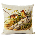 Axyaa Elegant Floral Bird Pattern Linen Cushion Cover 45x45cm for Living Room Sofa