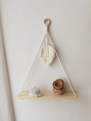 Axyaa Leaf Tassel Wall Shelf: Botanical Wooden Stand for Plant Display & Boho Home Decor