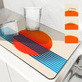 Axyaa Geometric Absorbent Kitchen Mat: Quick Dry, Antiskid, Drain Pad