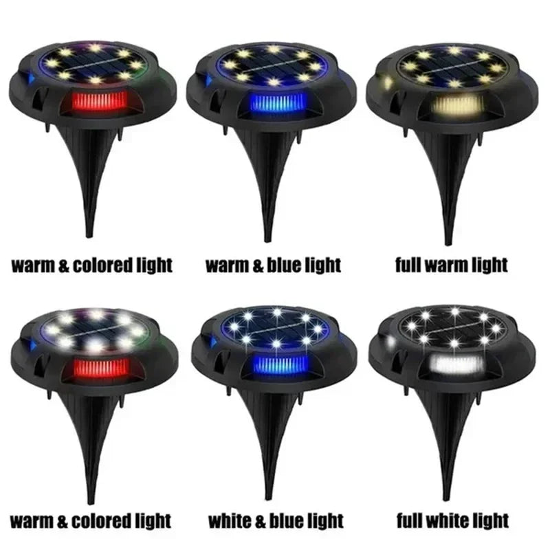 Axyaa Solar Disk Light: 12 LED Outdoor Garden Underground Spotlight
