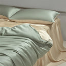 Axyaa Luxe Silk Bedding Set: Smooth Nude Sleeping Essentials