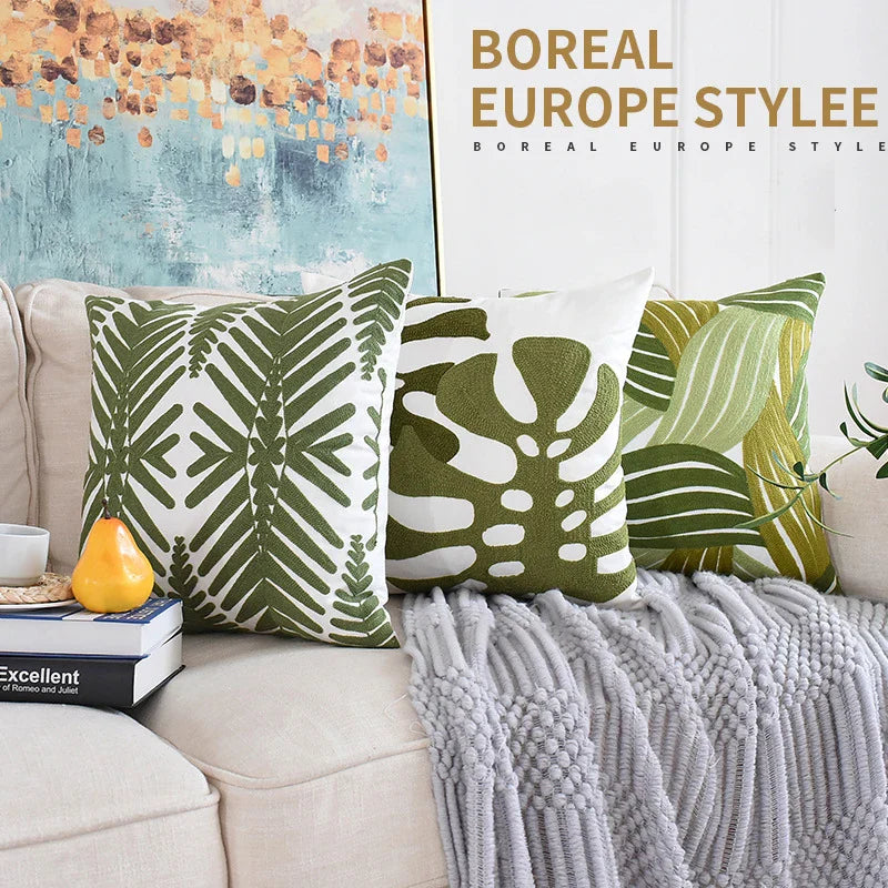 Tropical Plant Pattern 3D Cushion Cover 45x45cm for Living Room Sofa by Axyaa