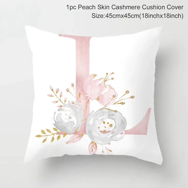 Axyaa Pink Letterwork Cushion Cover 45*45cm, Wedding Party Decor, Elegant Wedding Pillow