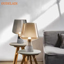 Axyaa Concrete Table Lamp with Glass Shade - Gray Concrete Lamp for Home Decor