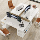 Axyaa 63" Modern Executive Office Desk with Storage Shelves - Wood Study Table