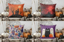 Axyaa Halloween House and Trees Pillow Cover for Sofa, Bedroom, Car